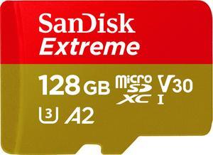 SanDisk 128GB Extreme microSDXC UHSIU3 A2 Micro SD Card with Adapter Speed Up to 190MBs SDSQXAA128GGN6MA