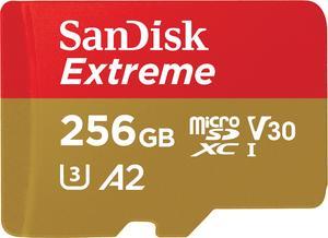 SanDisk 256GB Extreme microSDXC UHSIU3 A2 Micro SD Card with Adapter Speed Up to 190MBs SDSQXAV256GGN6MA