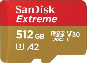 SanDisk 512GB Extreme microSDXC UHSIU3 A2 Micro SD Card with Adapter Speed Up to 190MBs SDSQXAV512GGN6MA