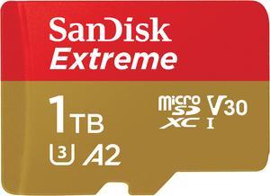 SanDisk 1TB Extreme microSDXC UHSIU3 A2 Memory Card with Adapter Speed Up to 190MBs SDSQXAV1T00GN6MA
