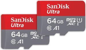 SanDisk 128GB 64GB x 2 Ultra microSDXC A1 UHSIU1 Class 10 Memory Card with Adapter Speed Up to 140MBs SDSQUAB064GGN6MT