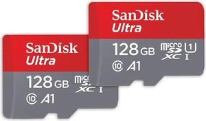 SanDisk 256GB (128GB x 2) Ultra microSDXC A1 UHS-I/U1 Class 10 Memory Card with Adapter, Speed Up to 140MB/s (SDSQUAB-128G-GN6MT)