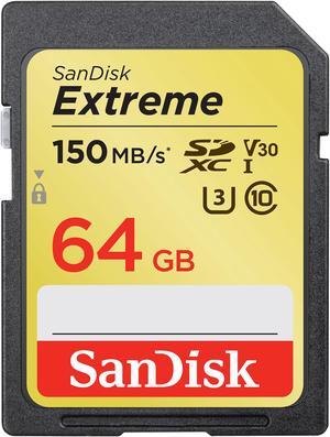 SanDisk 64GB Extreme SDXC UHS-I/U3 Class 10 V30 Memory Card, Speed Up to 150MB/s (SDSDXV6-064G-GNCIN)