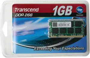 Transcend 1GB 200-Pin DDR SO-DIMM DDR 266 (PC 2100) Laptop Memory Model TS128MSD64V6A Transcend 1GB 200-Pin DDR SO-DIMM DDR 266 (PC 2100) Laptop Memory Model TS128MSD64V6A
