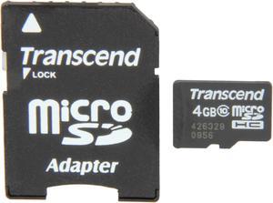 Transcend 4GB microSDHC Flash Card Model TS4GUSDHC10