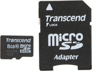 Transcend 8GB microSDHC Flash Card Model TS8GUSDHC10