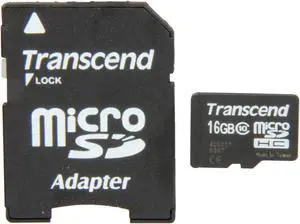 Transcend 16GB microSDHC Flash Card Model TS16GUSDHC10