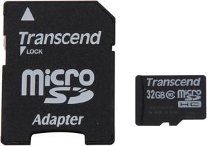 Transcend 32GB microSDHC Flash Card with Adapter Model TS32GUSDHC10