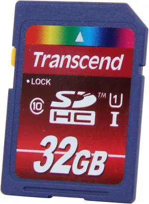 Transcend 32GB Secure Digital High-Capacity (SDHC) Flash Card Model TS32GSDHC10U1