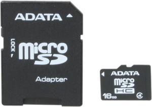 ADATA 16GB Class 4 Micro SDHC Flash Card with Adapter Model AUSDH16GCL4-RA1