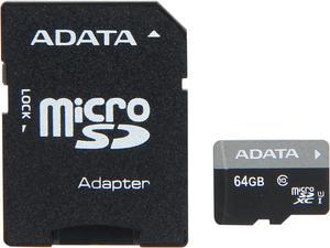 ADATA 64GB Premier microSDXC UHSI  Class 10 Memory Card with SD Adapter Speed Up to 50MBs AUSDX64GUICL10RA1