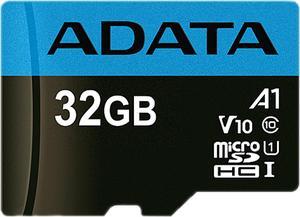 ADATA 32GB Premier microSDHC UHS-I / Class 10 V10 A1 Memory Card with SD Adapter, Speed Up to 100MB/s (AUSDH32GUICL10A1-RA1)