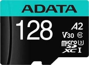 ADATA 128GB Premier Pro microSDXC UHS-I U3 / Class 10 V30 A2 Memory Card with SD Adapter, Speed Up to 100MB/s (AUSDX128GUI3V30SA2-RA1)