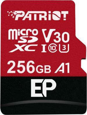 Patriot Memory 256GB EP Series MicroSDXC U3, A1, V30. 4K Memory Card with Adapter, Reads 90MB/s, Writes 80MB/s