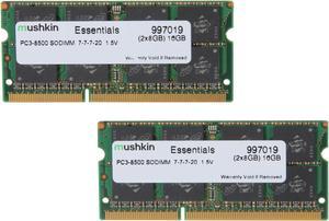 Mushkin Enhanced Essentials 16GB (2 x 8GB) 204-Pin DDR3 SO-DIMM DDR3 1066 (PC3 8500) Laptop Memory Model 997019
