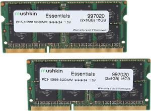 Mushkin Enhanced Essentials 16GB (2 x 8GB) 204-Pin DDR3 SO-DIMM DDR3 1333 (PC3 10666) Laptop Memory Model 997020