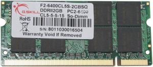 G.SKILL 2GB 200-Pin DDR2 SO-DIMM DDR2 800 (PC2 6400) Laptop Memory Model F2-6400CL5S-2GBSQ