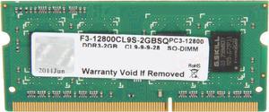 G.SKILL 2GB 204-Pin DDR3 SO-DIMM DDR3 1600 (PC3 12800) Laptop Memory Model F3-12800CL9S-2GBSQ
