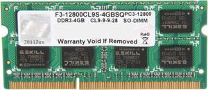G.SKILL 4GB 204-Pin DDR3 SO-DIMM DDR3 1600 (PC3 12800) Laptop Memory Model F3-12800CL9S-4GBSQ