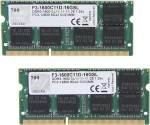 G.SKILL 16GB (2 x 8GB) 204-Pin DDR3 SO-DIMM DDR3L 1600 (PC3L 12800) Laptop Memory Model F3-1600C11D-16GSL