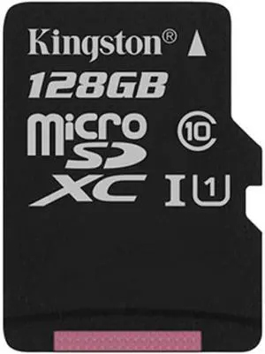 Kingston 128GB MicroSDXC UHS-I/U1 Class 10 Memory Card (SDC10G2/128GBSP)
