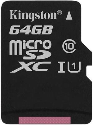 Kingston 64GB MicroSDXC UHS-I/U1 Class 10 Memory Card (SDC10G2/64GBSP)