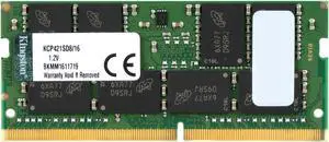 Kingston 16GB DDR4 2133 (PC4 17000) Unbuffered System Specific Memory Model KCP421SD8/16 Kingston 16GB DDR4 2133 (PC4 17000) Unbuffered System Specific Memory Model KCP421SD8/16