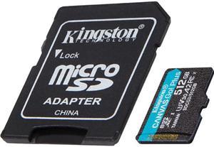 Kingston Canvas Go Plus 512GB microSDXC Flash Card w Adapter Model SDCG3512GBCR