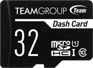 Team 32GB Dash Card  microSDHC UHS-I/U1 Class 10 Memory Card with Adapter, Compatible for cams, Speed Up to 80MB/s (TDUSDH32GUHS03)