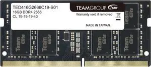 Team Elite 16GB 260-Pin DDR4 SO-DIMM DDR4 2666 (PC4 21300) Laptop Memory Model TED416G2666C19-S01