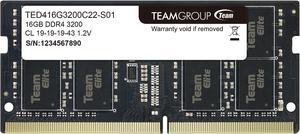Team Elite 16GB 260-Pin DDR4 SO-DIMM DDR4 3200 (PC4 25600) Laptop Memory Model TED416G3200C22-S01
