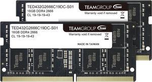 Team Elite 32GB (2 x 16GB) 260-Pin DDR4 SO-DIMM DDR4 2666 (PC4 21300) Laptop Memory Model TED432G2666C19DC-S01