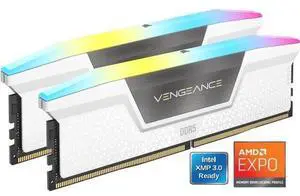 CORSAIR Vengeance RGB 32GB (2 x 16GB) 288-Pin PC RAM DDR5 6400 (PC5 51200) Desktop Memory Model CMK32GX5M2B6400Z32W CORSAIR Vengeance RGB 32GB (2 x 16GB) 288-Pin PC RAM DDR5 6400 (PC5 51200) Desktop Memory Model CMK32GX5M2B6400Z32W