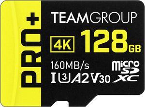 Team 128GB PRO+ microSDHC UHS-I/U3 Class 10 Memory Card with Adapter, compatible with Nintendo-Switch, Steam Deck, and ROG Ally, Speed Up to 160MB/s(TPPMSDX128GIA2V3003)