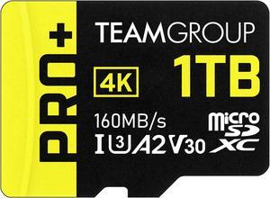 Team 1TB Pro+ microSDHC UHS-I/U3 Class 10 Memory Card with Adapter, compatible with Nintendo-Switch, Steam Deck, and ROG Ally, Speed Up to 160MB/s(TPPMSDX1TIA2V3003)