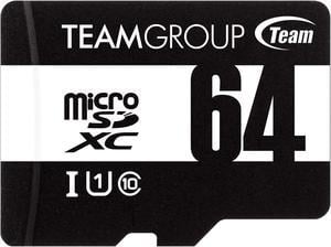 Team 64GB microSDHC UHS-I/U1 Class 10 Memory Card with Adapter, Speed Up to 100MB/s (TUSDX64GCL10U03)