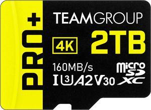 Team 2TB Pro+ microSDXC UHS-I/U3 Class 10 Memory Card with Adapter, compatible with Nintendo-Switch, Steam Deck, and ROG Ally, Speed Up to 160MB/s (TPPMSDX2TIA2V3072)