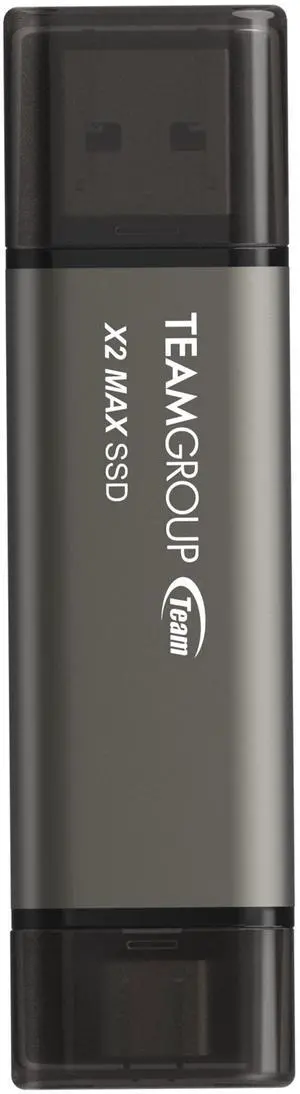 TEAM X2 MAX DRIVE 2TB Titanium USB 3.2 Gen2 External Solid State Flash Drive, Dual Interface Type-C and Type-A, Smartphone/Tablet/Laptop/PC/Chromebook Compatible, Speed Up to 1000MB/s (TX2MAX32TBT01)