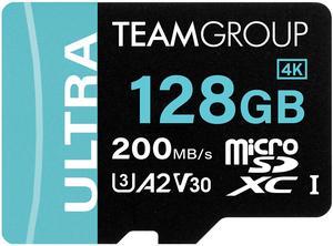 Team 128GB Ultra-Fast microSDXC UHS-I/U3 Memory Card with Adapter, compatible with Nintendo-Switch, Steam Deck, and ROG Ally, Speed Up to 200MB/s (TULMSDX128GIA2V3022503)