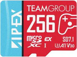 Team 256GB APEX SD7.1 MicroSD Express UHS-I/U3 Memory Card with Adapter, compatible with Nintendo-Switch2, Steam Deck, and ROG Ally, Speed Up to 800MB/s(TAPMSDE256GIV30A102)