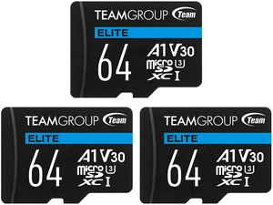 Team 3 Pack Elite 64GB microSDXC A1 Card Model TEAUSDX64GIV30A103 Team 3 Pack Elite 64GB microSDXC A1 Card Model TEAUSDX64GIV30A103