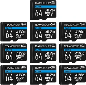 Team 10 Pack Elite 64GB microSDXC A1 Card Model TEAUSDX64GIV30A103 Team 10 Pack Elite 64GB microSDXC A1 Card Model TEAUSDX64GIV30A103