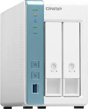 QNAP 2-Bay Personal Cloud NAS for Backup and Data Sharing 4-core 1.7GHz 1GB RAM w/ Lockable Drive Tray TS-231K-US