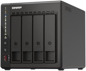 QNAP 4Bay HighPerformance desktop NAS with Intel Celeron 4Core J6412 onboard 8GB RAM 2 x 25GbE 1 x HDMI 14b 2 x M2 PCIe Gen 3 Slots 2x USB 32 Gen2 Type A long term supply up to 2029