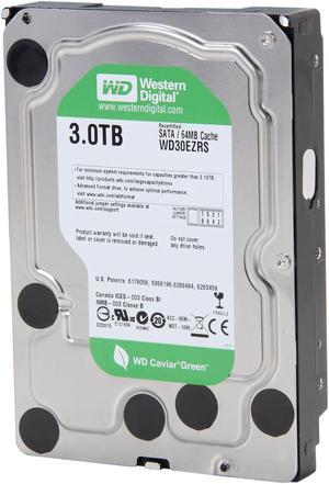 Western Digital WD Green WD30EZRS 3TB 64MB Cache SATA 3.0Gb/s 3.5" Internal Hard Drive Bare Drive