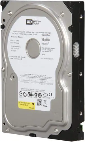 WD Caviar WD400BD 40GB 7200 RPM 2MB Cache SATA 1.5Gb/s 3.5" Internal Hard Drive Bare Drive WD Caviar WD400BD 40GB 7200 RPM 2MB Cache SATA 1.5Gb/s 3.5" Internal Hard Drive Bare Drive