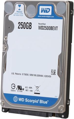 WD Scorpio Blue WD2500BEVT 250GB 5400 RPM 8MB Cache SATA 3.0Gb/s 2.5" Internal Notebook Hard Drive Bare Drive