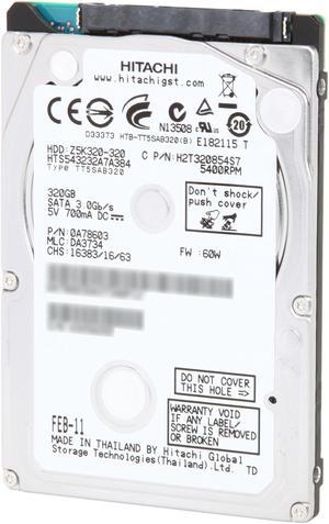 HGST Travelstar Z5K320 HTS543232A7A384 (Part#: 0A78603) 320GB 5400 RPM 8MB Cache SATA 3.0Gb/s 2.5" Internal Notebook Hard Drive Bare Drive