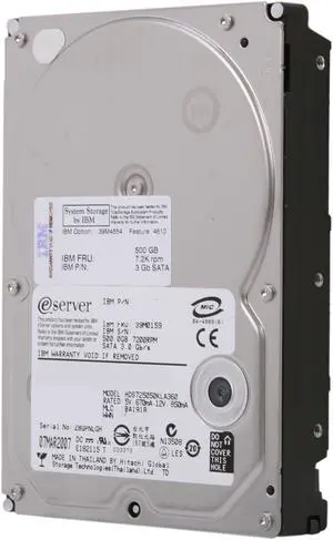 Hitachi GST Deskstar E7K500 HDS725050KLA360 500GB 7200 RPM 16MB Cache SATA 3.0Gb/s 3.5" Hard Drive Bare Drive