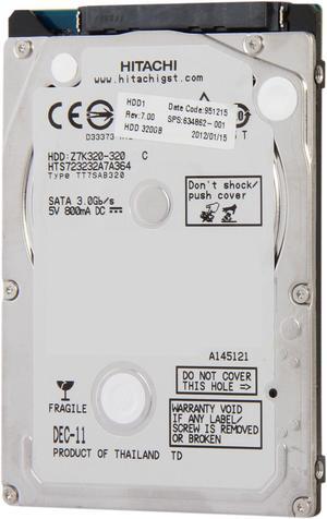 Hitachi GST Travelstar Z7K320 HTS723232A7A364 320GB 7200 RPM 16MB Cache SATA 3.0Gb/s 2.5" Internal Notebook Hard Drive Bare Drive